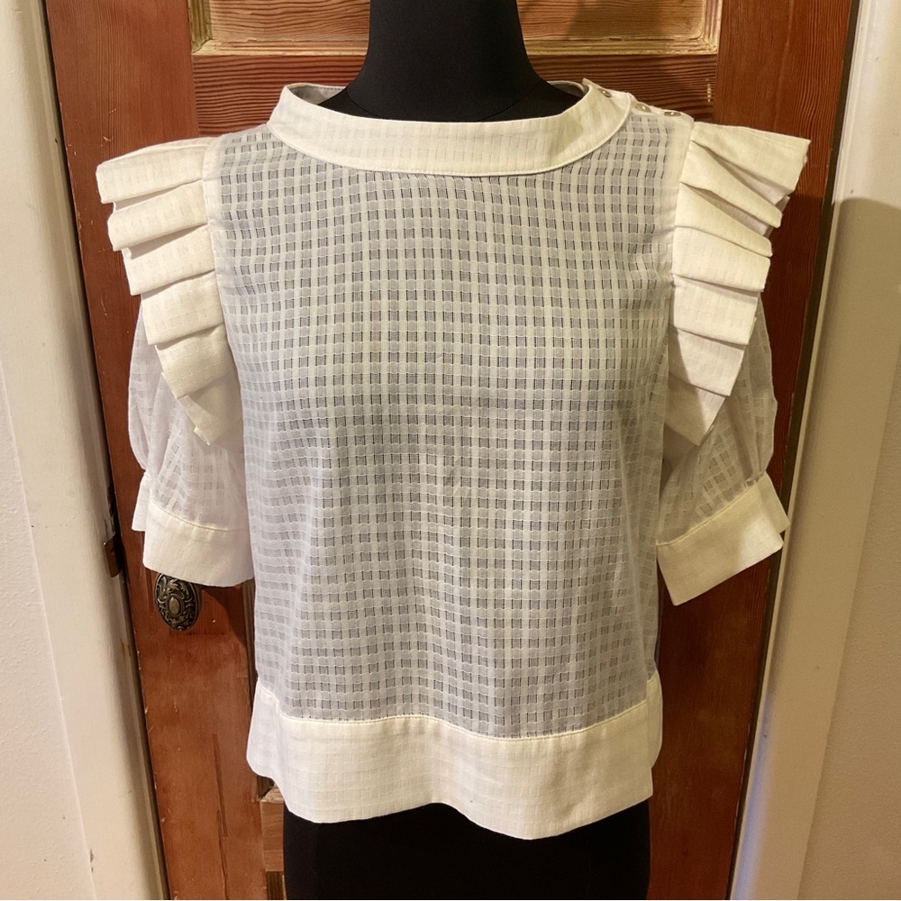 Katherine Kidd white sheer blouse